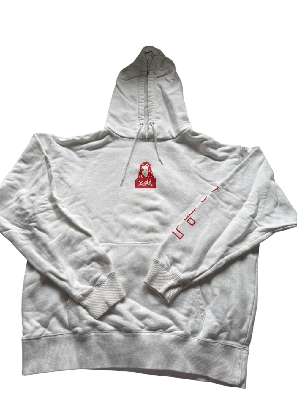 Japanese brand X-Girl White Cotton Hoodie - Size Medium